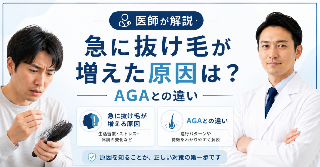 急に抜け毛が増えた原因とAGAの違い