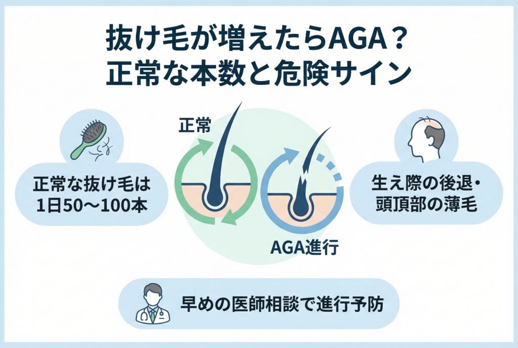 抜け毛が増えたらAGA？正常な本数と危険サイン