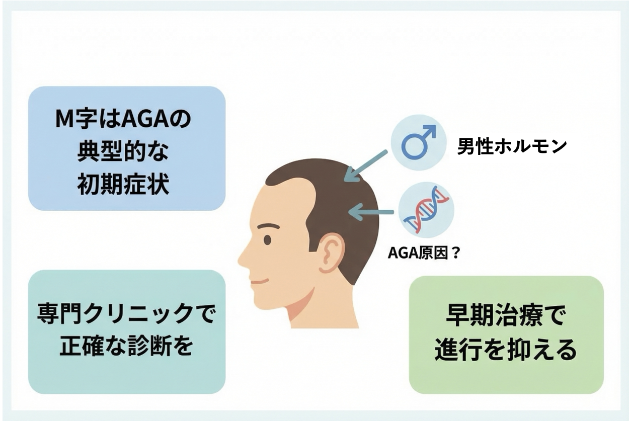 生え際が後退する原因はAGA?M字ハゲとの違い