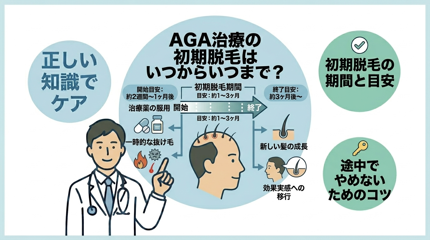 AGA治療の初期脱毛の時期と対処法
